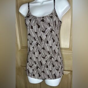 Banana Republic Brown & Camisole Leaf Print Tanks Tops Size M